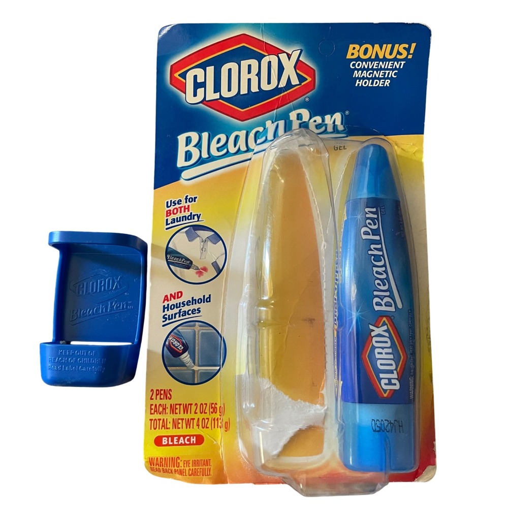 RETIRED 1 Clorox Bleach Pen Gel Dual Tipped 2.oz Discontinued + magnetic holder
